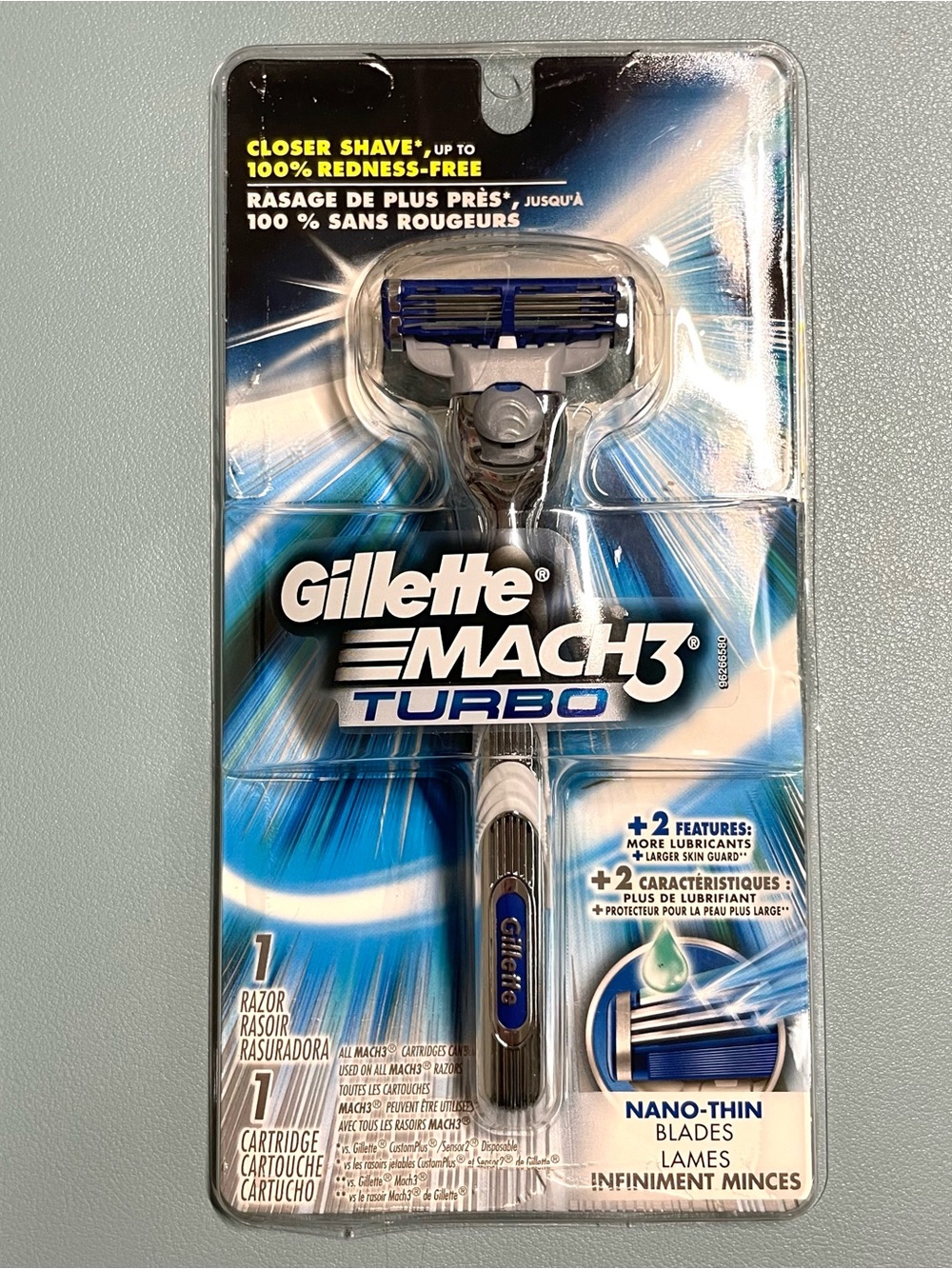 Gillette Mach3 Turbo Razor Handle 1 Cartridge New Sealed Manual Shaving Razor